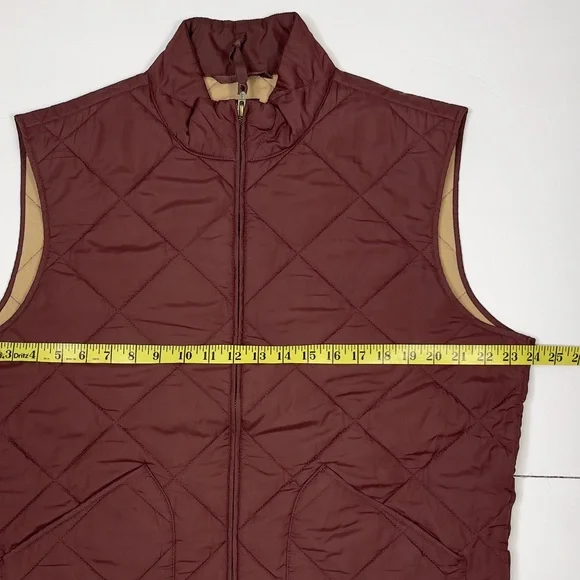 J. Crew Men's Quilted Vest - Deep Red L